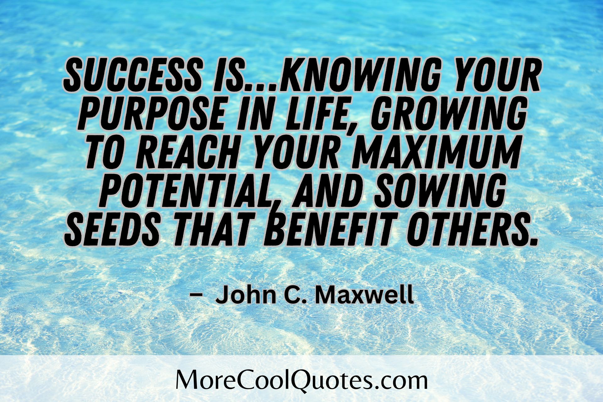 Success is…knowing your purpose in life, growing to reach your maximum potential, and sowing seeds that benefit others. –  John C. Maxwell